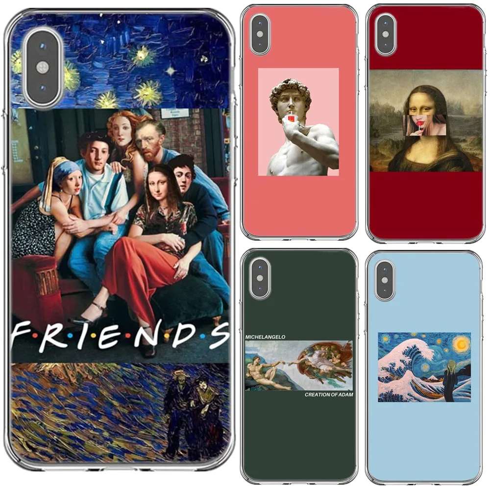 

Funny Spoof Art Great art aesthetic van Gogh Mona Lisa painting David Soft Case For iPhone X 5 5S SE 6 6SPlus 7 8 Plus XR XS Max