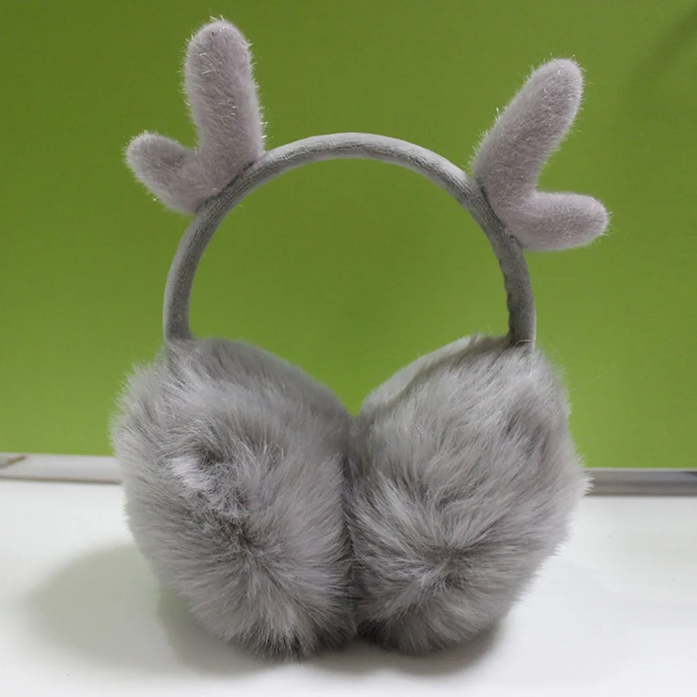 

Novelty Cute Antlers Fur Winter Earmuffs for Girls Warm Earmuffs Ear Warmer Gifts for Kids Cover Ears Soft Plush Ear Muff