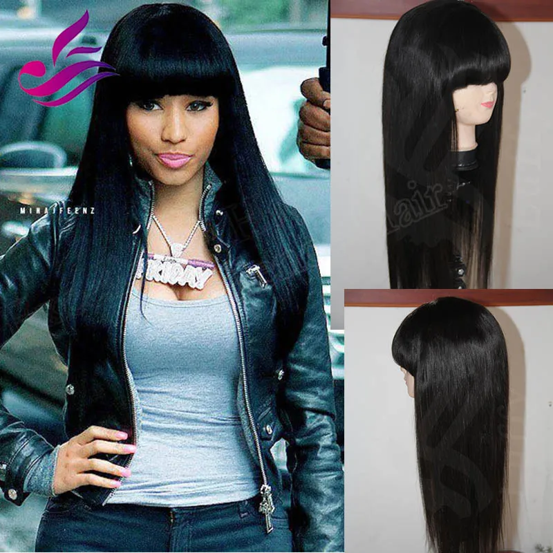 8a Grade Straight Full Lace Wigs With Bangs Vietnamese Virgin