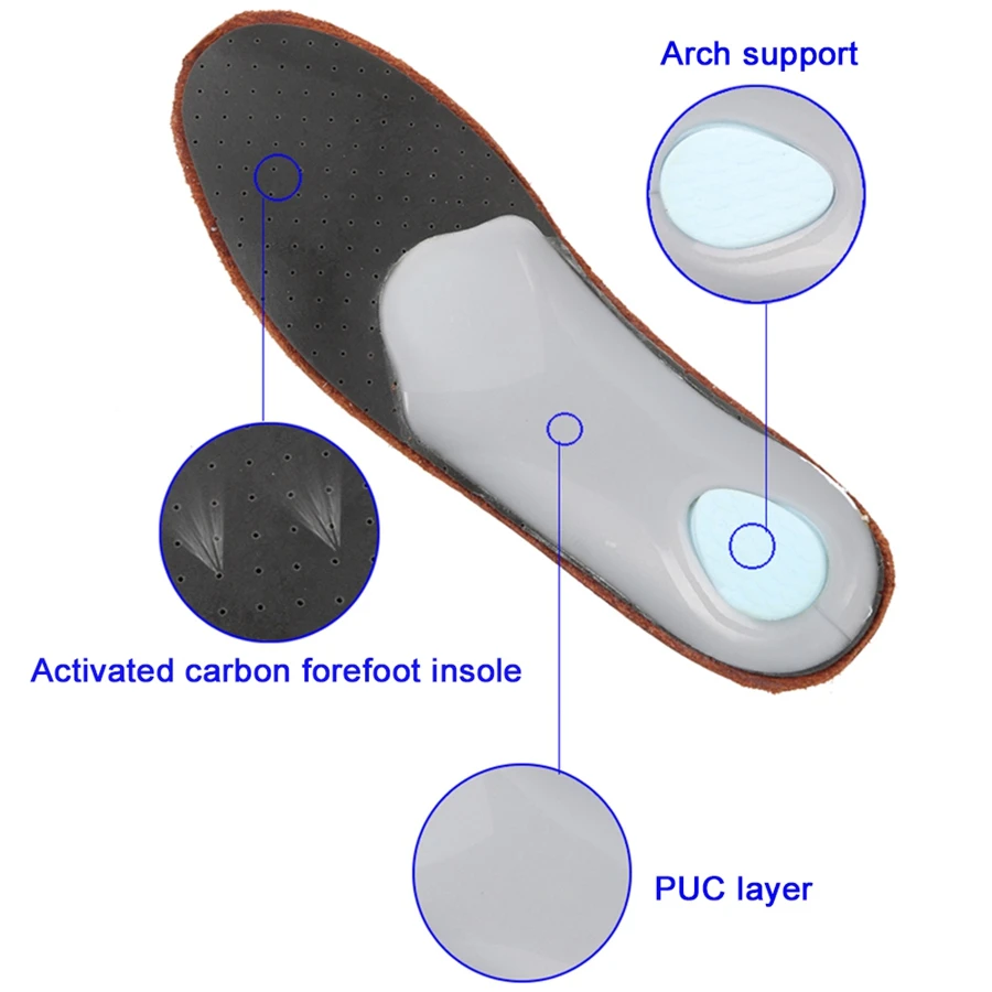 Унисекс Премиум Кожа ортопедические плоские ноги обуви стельки высокой супинатор ортопедическая прокладка для коррекции OX ноги Здоровье Уход на ногами