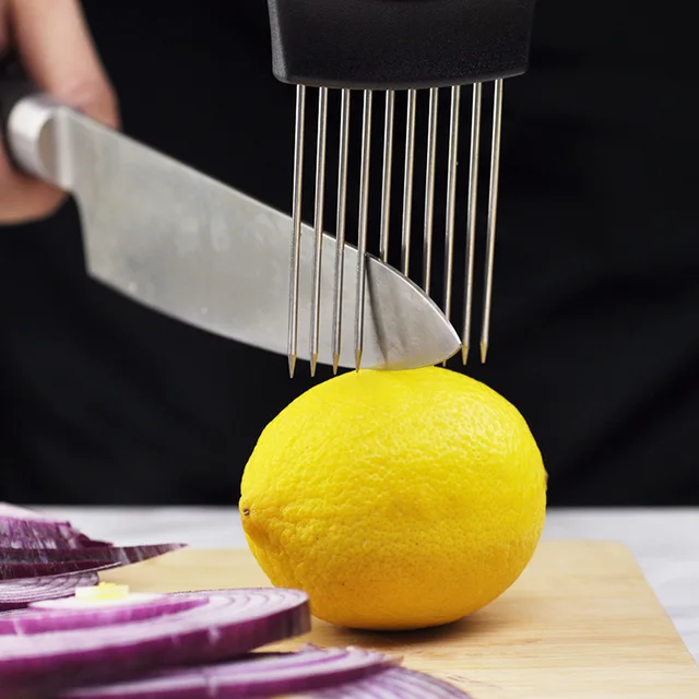 Couteau à oignons en acier inoxydable, oignon de printemps, oignon de  printemps, broyeur de légumes, gadget de coupe-trancheuse, fourchette pour  couper les aliments, broyeur rapide à l'ail (1 pièce)