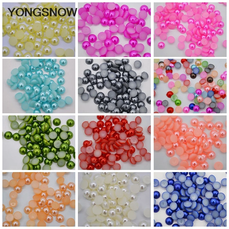 

300pcs 6mm Flatback Beads Half Round Pearl Craft ABS Imitation Resin Scrapbook Beads DIY Nail Art Decoration Jewelry Accessories