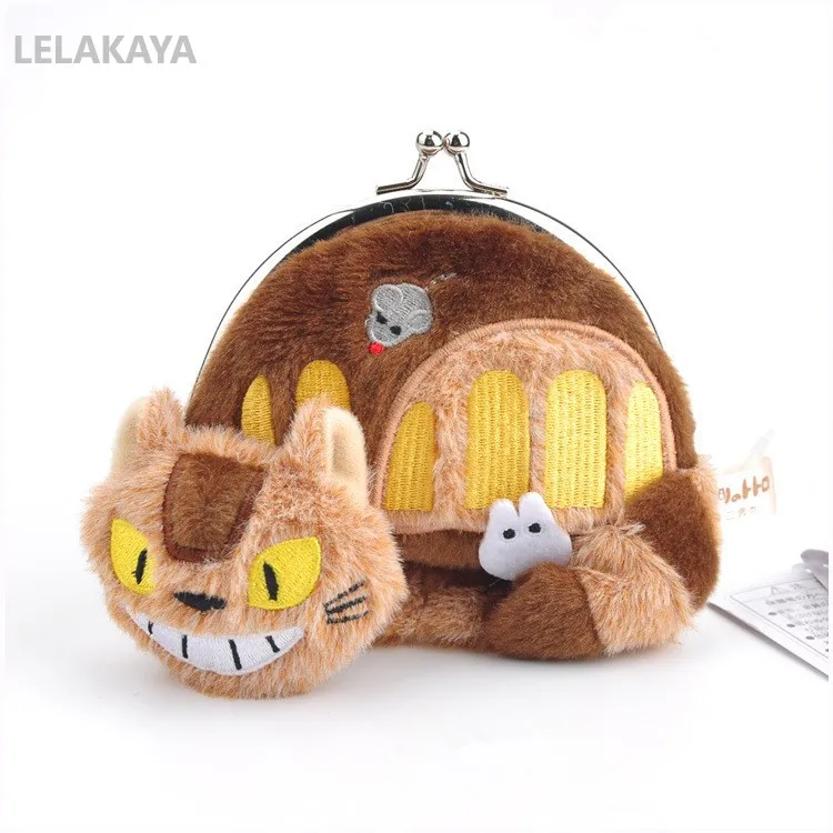 

Anime Kiki's Delivery Service Black Jiji Cat Bus Totoro Multi-functional Iron Buckle Soft Stuffed Coin Purse Plush purse 10cm