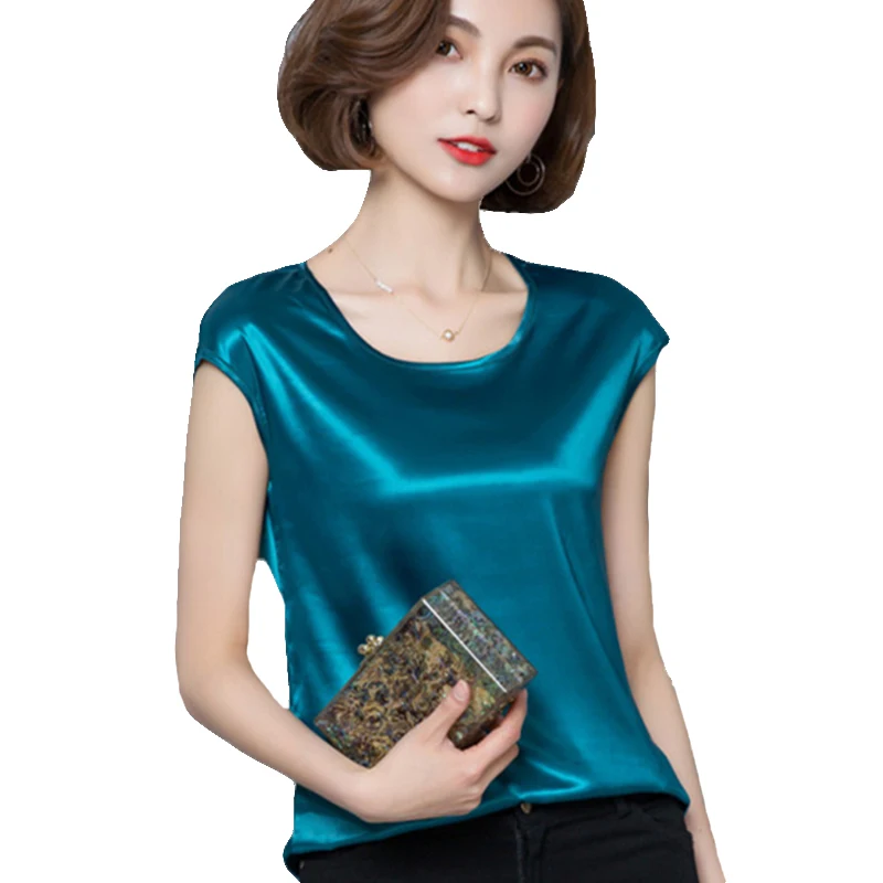 

Summer Satin Blouse Women Blouses Plus Size 4XL Imitation Silk Shirt Woman Tops Batwing Sleeve Casual Shirts Pink White Green