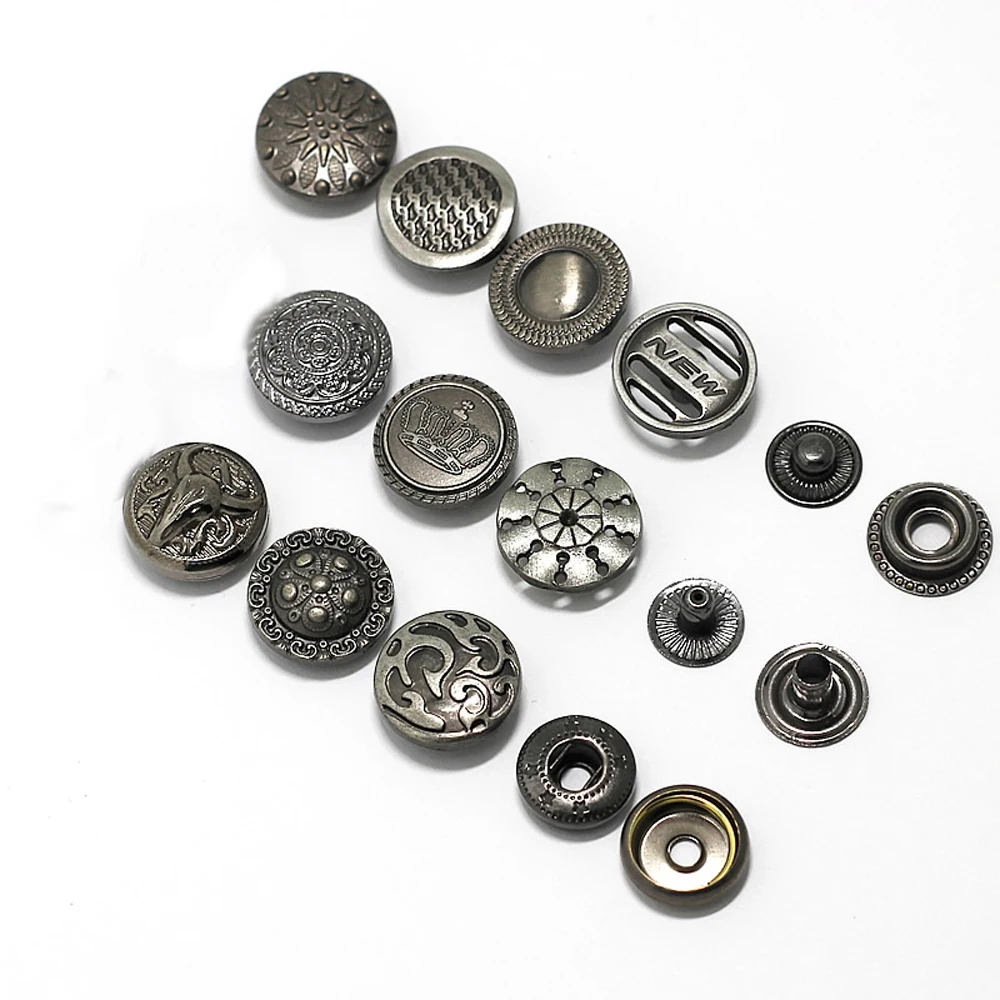 50sets/lot lion head crown cow haed design 15mm nickle color fashion metal snap button sewing accessories leather craft 3
