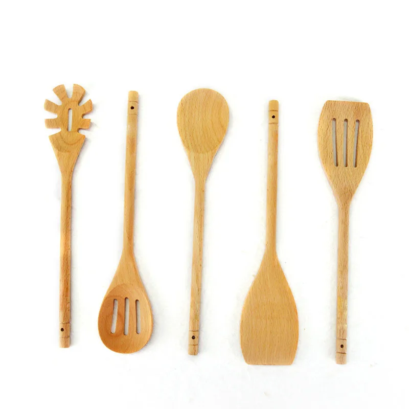 High Quality Natural Beech Wooden Spoon Shovel Spaghetti Server Slotted Turner Special Kitchen Accessories Cooking Tool 5pcs High Quality Natural Beech Wooden Spoon Shovel Spaghetti Server Slotted Turner Special Kitchen Accessories Cooking Tool 5pcs