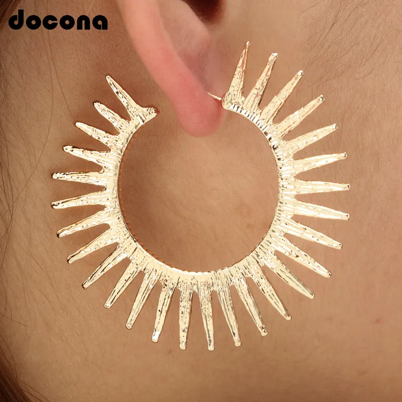 

Docona Tribal Gold Gear Drop Dangle Earring for Women Abstract Circle Hook Pendant Earrings Party Jewelry Oorbellen 5841