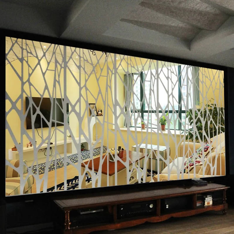 Гостиничная гостиная, стеклянная 3D акриловая наклейка с зеркальной поверхностью, креативные геометрические узоры, настенная наклейка, Настенный декор, настенные наклейки, искусство
