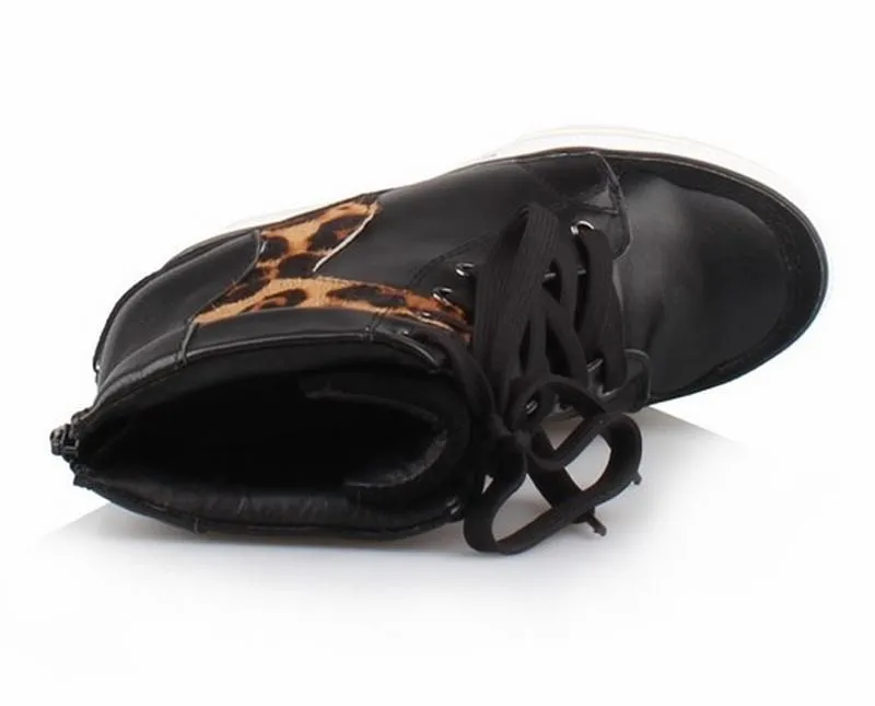 Cyabmoz/Женская обувь из натуральной кожи с леопардовым принтом; женская обувь на платформе и высоком каблуке; Zapatillas zapatos mujer tenis feminino