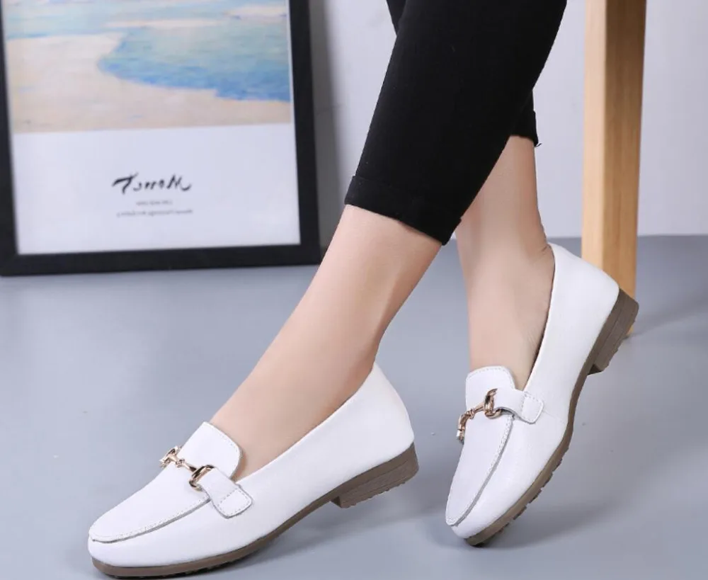 

British style women Genuine leather Flat Shoes Women casual Leather shoes Fashion Slip on Ladies lady soft ballet Office shoes