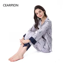 CEARPION женский Атласный пижамный комплект ночное белье сексуальная ночная рубашка с принтом Ночное белье повседневная рубашка и брюки Пижама банный Халат