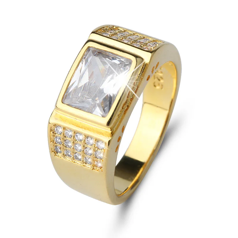 

Charm Multicolor Austrian CZ Crystal Heart Zircon Rings For Men Vintage Fashion Gold Filled Birthstone Ring Jewelry Party Gift