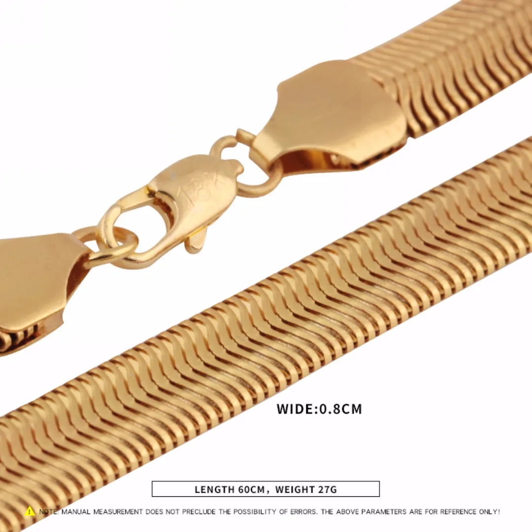 Men Hip Hop DIY Necklaces Chains Shellhard Gold Snake Chian Necklace Fashion Jewelry 60cm