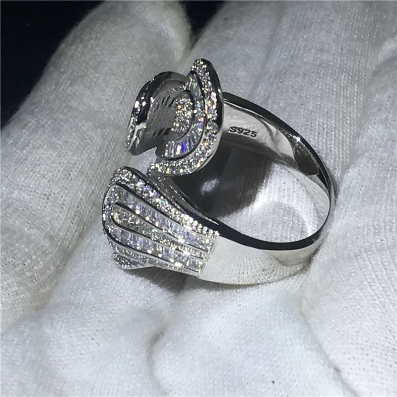 Choucong уникальное кольцо в форме большого цветка 5A Циркон sona Cz 925 пробы серебро обручальное кольцо кольца для мужчин и женщин ювелирные изделия на палец