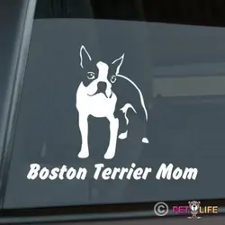 Бостон-терьер мама Стикеры Высечки Виниловые Наклейки для окон 15x12 см