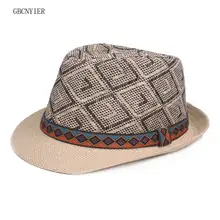 GBCNYIER плетеная солома Топпер летние тонкие соломенные мягкие фетровые шляпы джентльмен Fedora Ретро прямоугольная соломинка с узором шляпы уличные повседневные