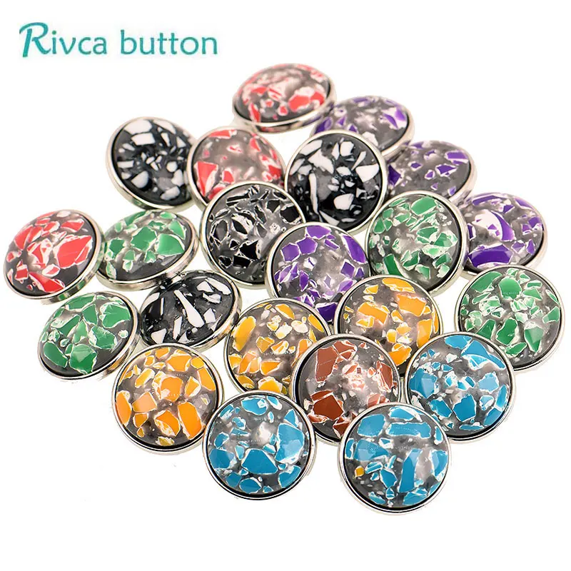 

New D04390 Rivca Gold Snap Button 6 color Newest Rhinestone 18mm Ancient Silver Plating Snap Button leather Bracelets For Women