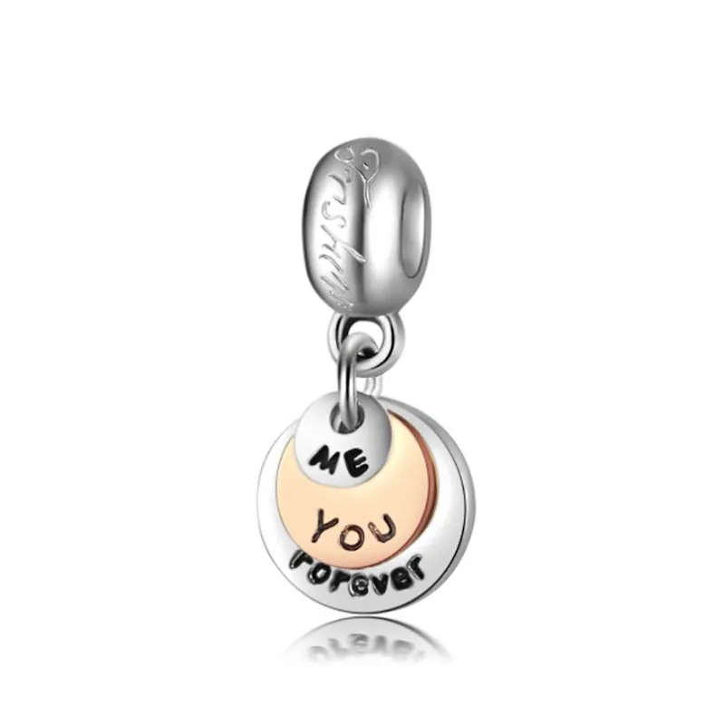 

Three rotundity letters beads Fit charms plata de ley 925 original bracelet jewelry valentine's day mary poppins bijoux DGB396