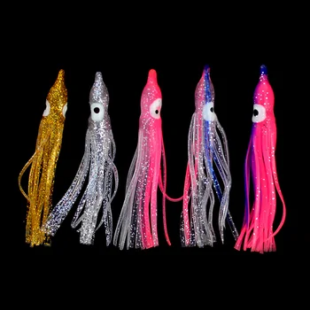 

Octopus Skirts Lures 5pcs/lot Saltwater Fishing Trolling Skirted Lure Soft Plastic Jig Glitter Octopus Bait 5cm/6cm7cm