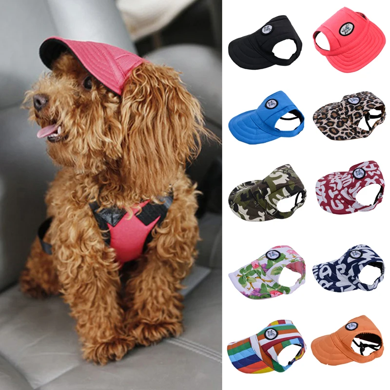 Хвостовая собачья шляпа с отверстиями для ушей, летняя парусиновая бейсболка для маленьких собак, уличные аксессуары, походные товары для животных-11 стилей