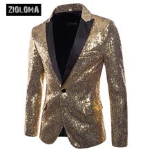 ZIOLOMA мужские блесток Slim Fit фрак Свадебный ночной клуб выступления смокинг платье костюмы, жакеты, блейзеры