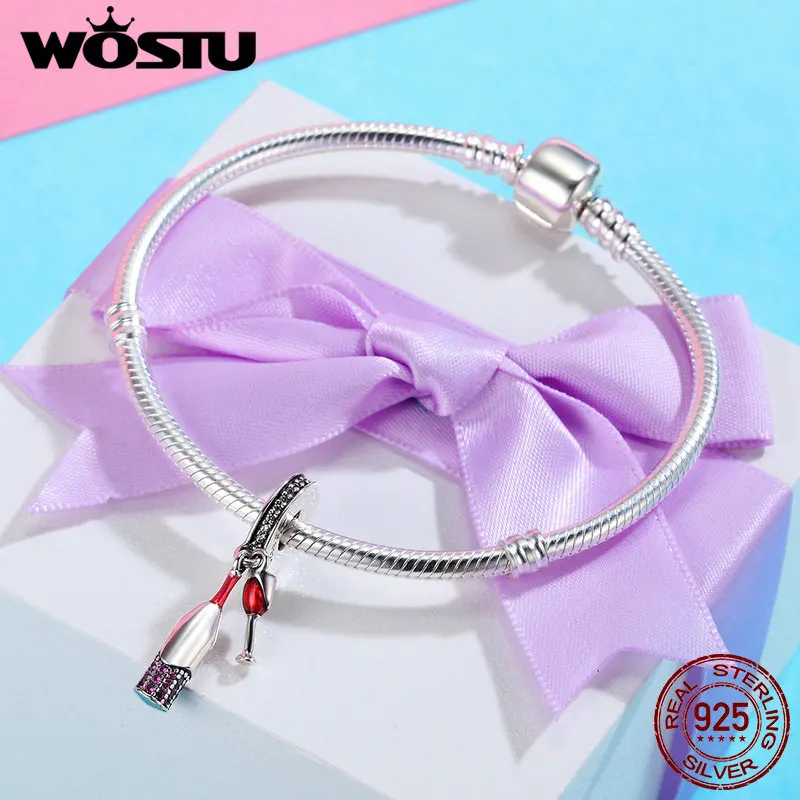 Billig WOSTU Neue Ankunft 925 Sterling Silber Champagner Baumeln Perlen Anhänger fit original Charme Armband Für Frauen Schmuck Geschenk CQC373