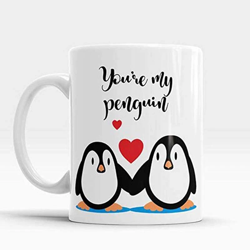 Birthday Valentines Boyfriend Girlfriend Couple  Wedding Funny Anv Penguin Mug