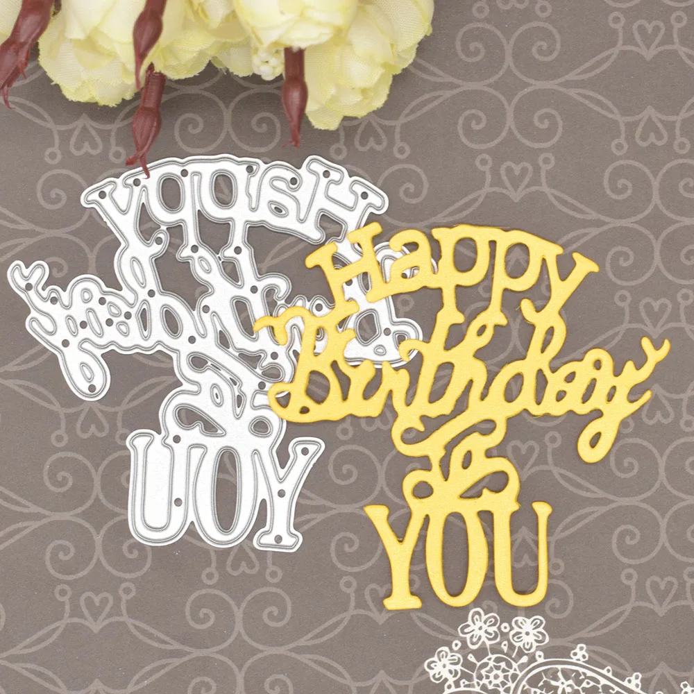 

Happy Birthday To You Letters Metal Cutting Dies Words for Scrapbooking Album Card Making Paper Embossing Die Cuts