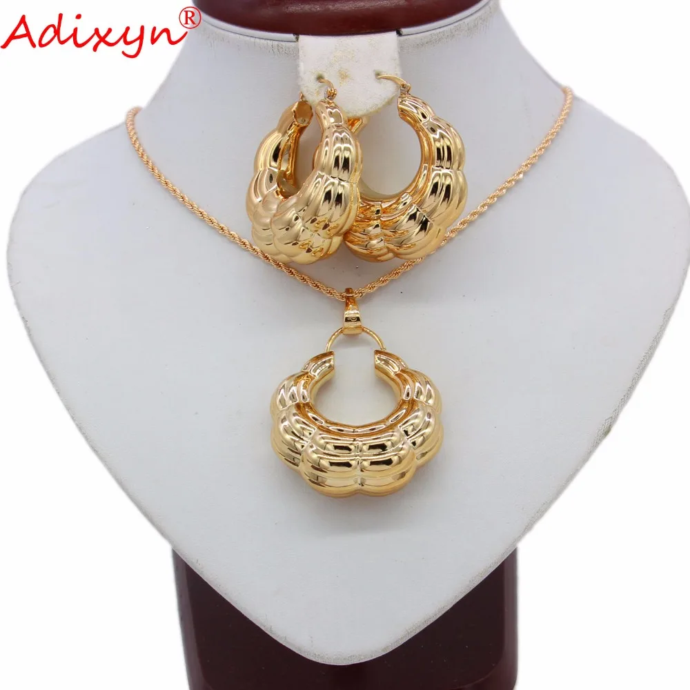 Adixy Новый розовый золотой цвет большой кулон замок/ожерелье/серьги/индийские