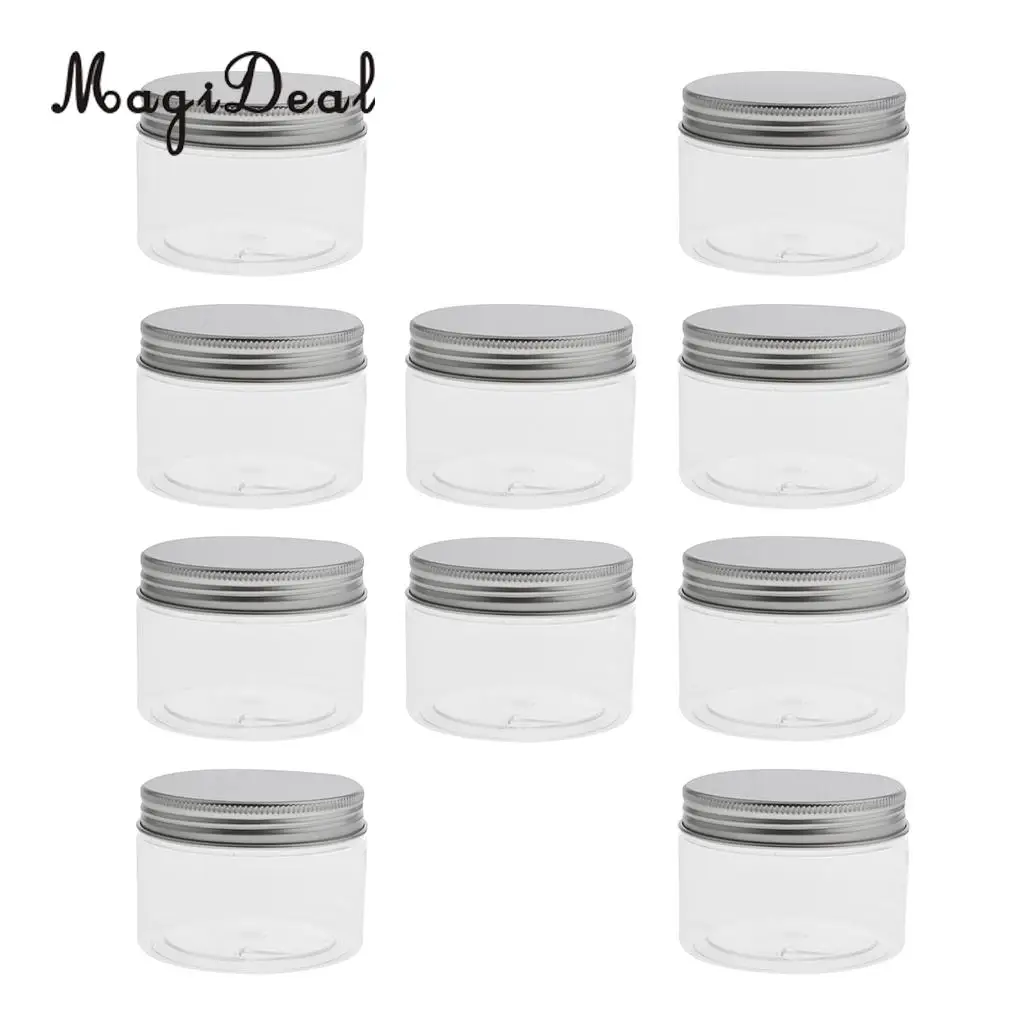 10pcs 30-120ML PET Plastic Empty Cosmetic Container Case with Aluminum Caps Cream Lotion Box Ointments Bottle Makeup Pot Jars