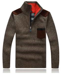 Mwxsd брендовый мужской кашемировый хлопковый свитер, мужской свитер с высоким воротником и длинным рукавом, Рождественский Повседневный шерстяной свитер высокого качества - Цвет: Коричневый