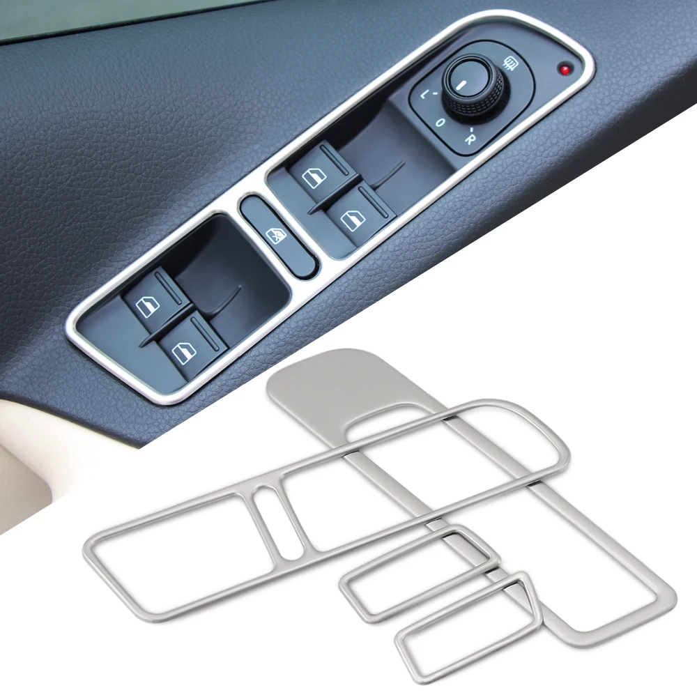 

4PCS Stainless Steel For Volkswagen vw Tiguan 2010-2016 Interior Door Armrest Trim Window Lifter Button Switch Cover Bezel