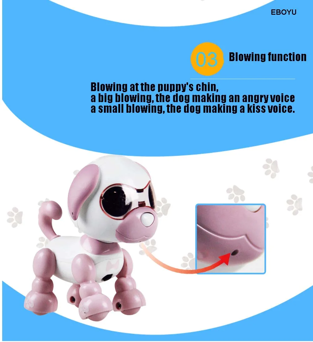 EBOYU Cute Smart Dog UInteractive Smart Puppy Robot Dog со светодиодный звуком и глазами