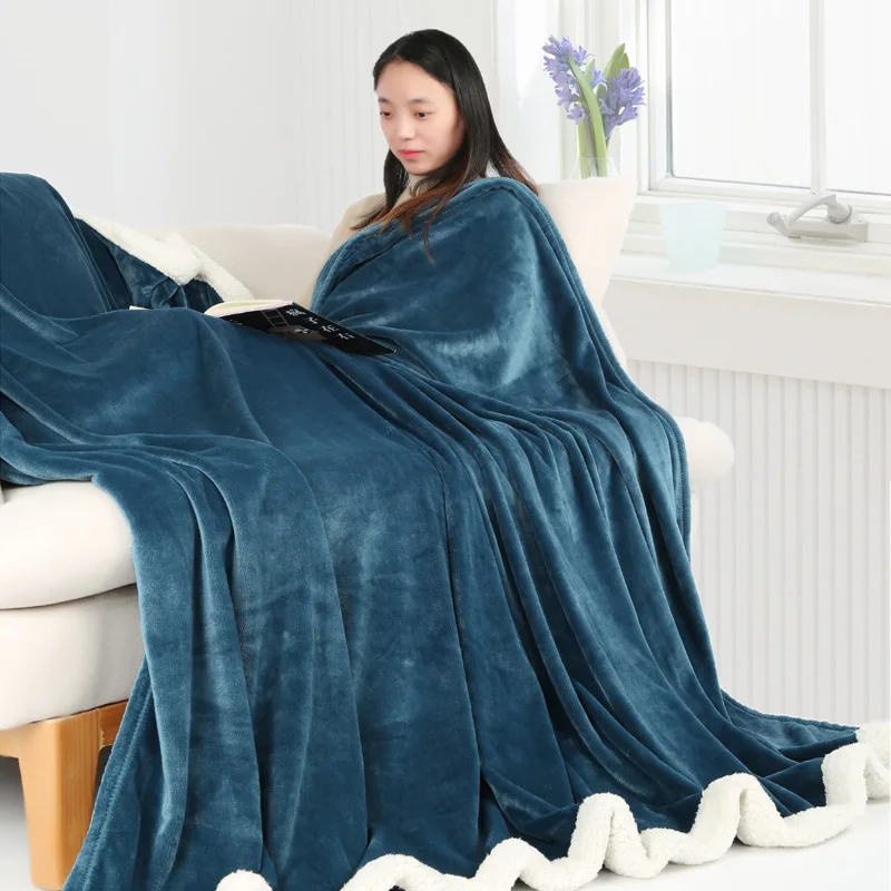 

Blanket Lamb Cashmere Flannel Double Blanket Autumn and Winter Plus Velvet Thick Blanket