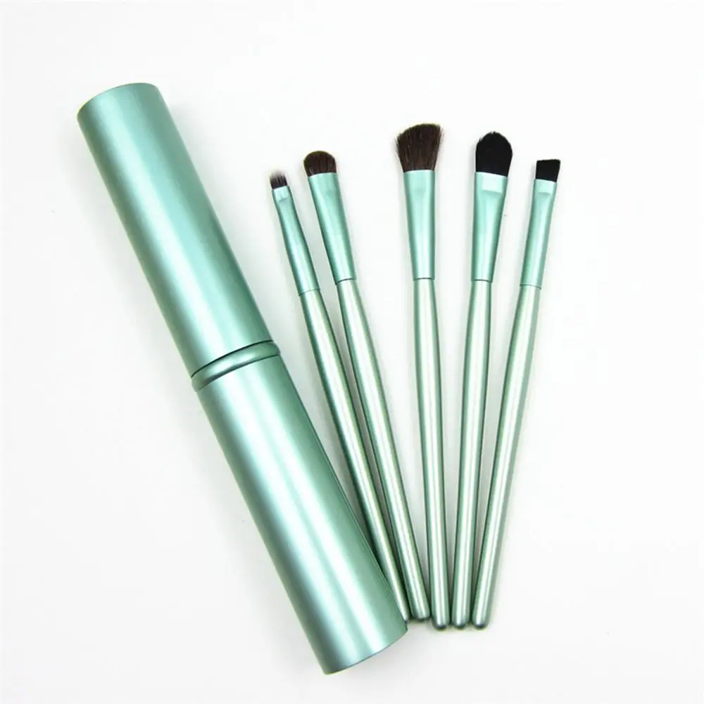 Профессиональный портативный мини-набор кистей для макияжа глаз 5 шт., настоящие Тени Карандаш для глаз карандаш для бровей Кисть для губ набор кистей для макияжа - Handle Color: Зеленый