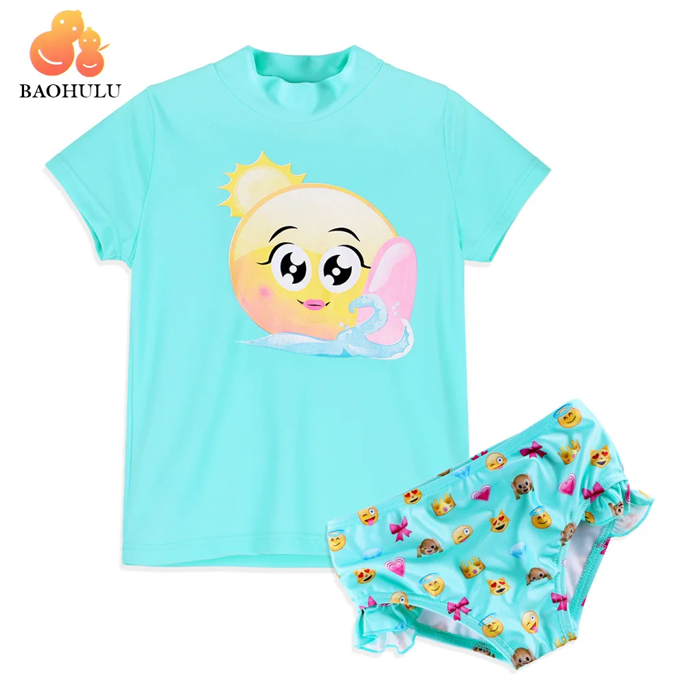 

BAOHULU Girls Two pieces sets Swimming Suit Cute Big Eyes Kids 50+ UV protection Swimwear Summer Beachwear Swimsuit Bathing Suit