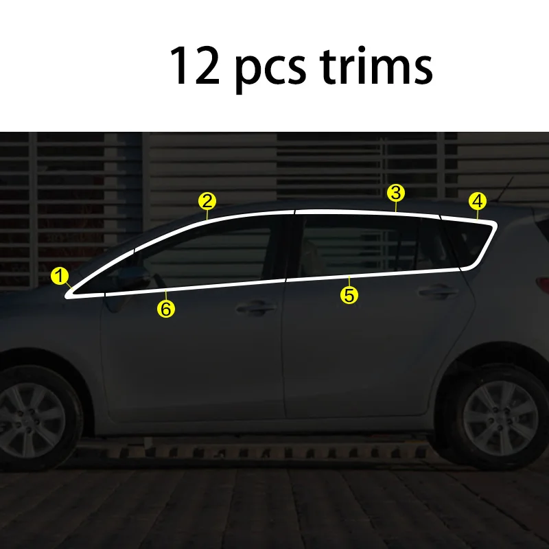 Lsrtw2017 304 нержавеющая сталь окна автомобиля планки для toyota verso 2009 2010 2011 2012 2013 - Название цвета: 12 pcs trims 2