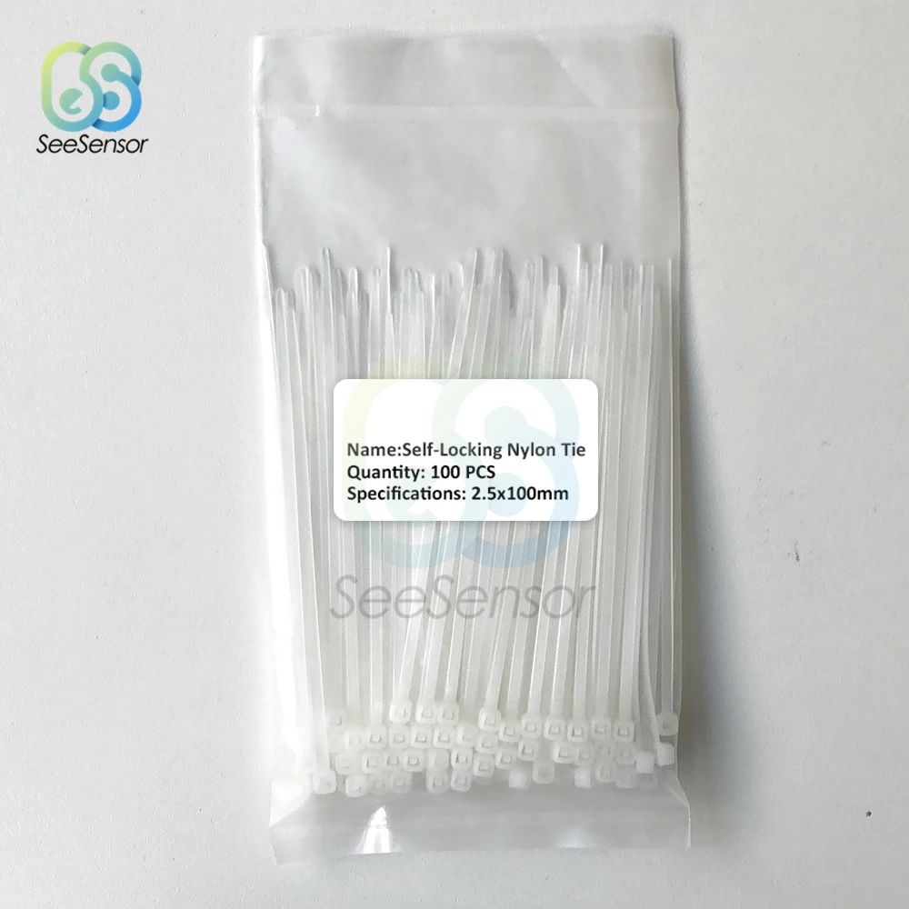 Nylon Cable Ties 100pcs 100mm Self-locking Nylon Cable Ties Plastic Zip Tie Fasten Cable Binding Wrap Straps 12 Color 2.5mm*100mm
