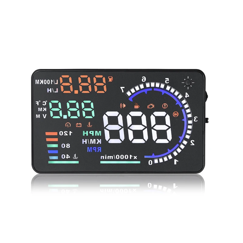 

Auto 5" inch Car HUD Head Up Display KM/h MPH Overspeed Warning Windshield Projector Alarm System Suitable OBD-2 E-obd