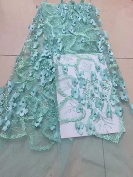 

High Quality African Lace Fabric Net 2018 French Lace Fabric Tulle With beads green Nigerian Lace Fabric For Wedding party dress