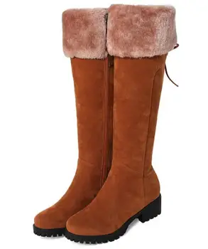 

Sapato Feminino Women Boots Knee High Shoes Woman Chunky Mid Heels Gladiator Autumn Winter Snow Warm Booties Chaussures WS181188