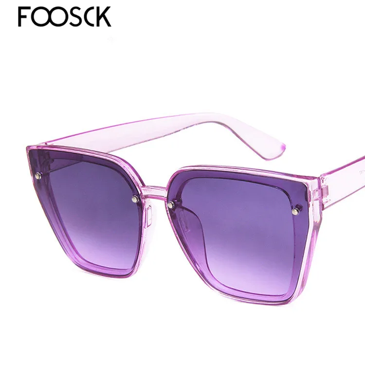 FOOSCK Oculos De Sol Feminino новые модные ретро дизайнерские Супер круглые очки кошачий глаз женские солнцезащитные очки Feminino UV400 - Цвет линз: C7Purple