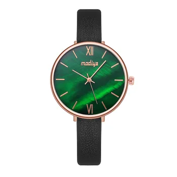 

MODIYA 2019 High-end Luxury Brand New Shell Surface Watch Female Fritillaria Bright Peacock Green Steel Belt Gift Quartz Watch