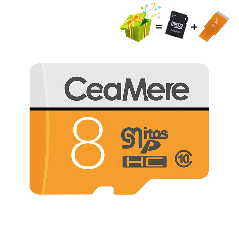 CeaMere Micro SD карта 256 ГБ/128 ГБ/64 Гб UHS-3 32 ГБ/16 ГБ/8 Гб класс 10 UHS-1 4 Гб карта памяти флэш-память Microsd Бесплатный считыватель - Емкость: Class 10 8GB