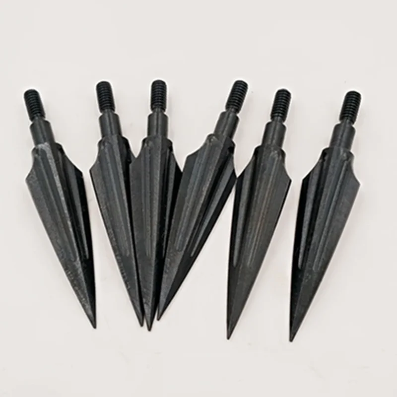 6Pcs Metal Bolts Arrowheads Black 75 Grains Archery DIY Arrows For Bow Hunting
