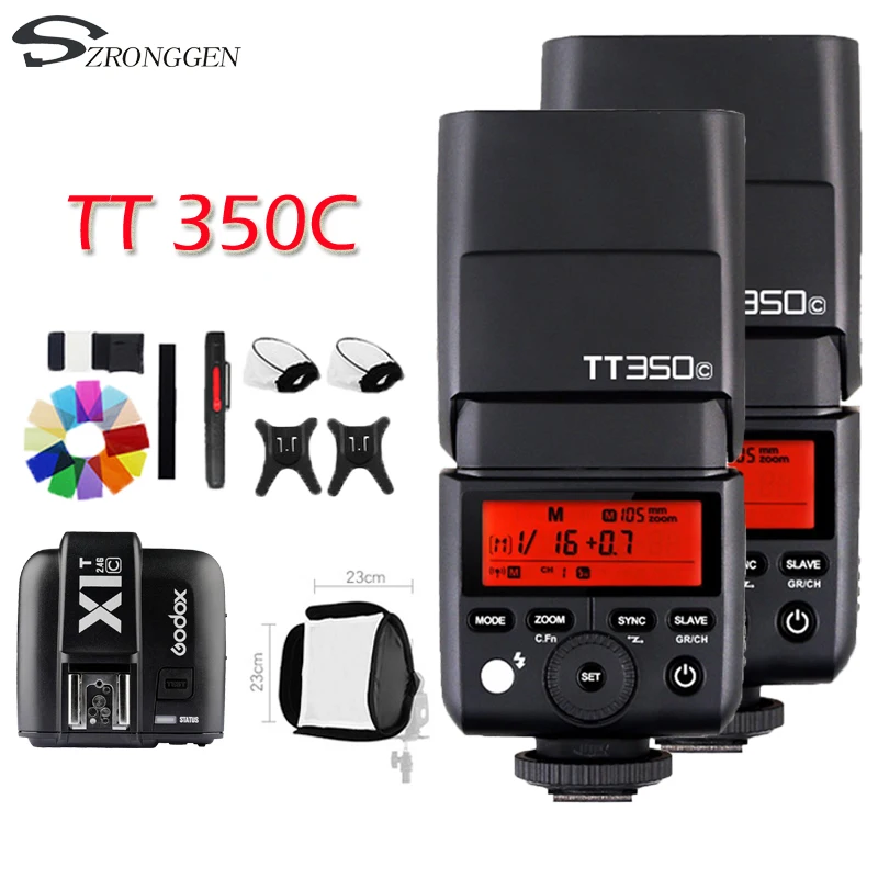 GODOX 2* TT350C Thinklite ttl 2,4G Беспроводной X1T-C камера передатчика Вспышка Speedlite для Canon EOS M5 M3 M6 M2 5D 6D 7D 750D 800D