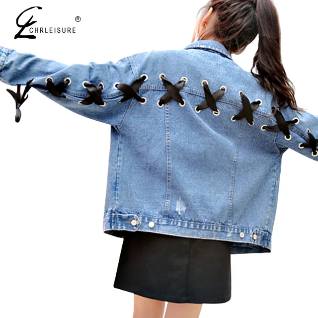 jean jacket with lace sleeves