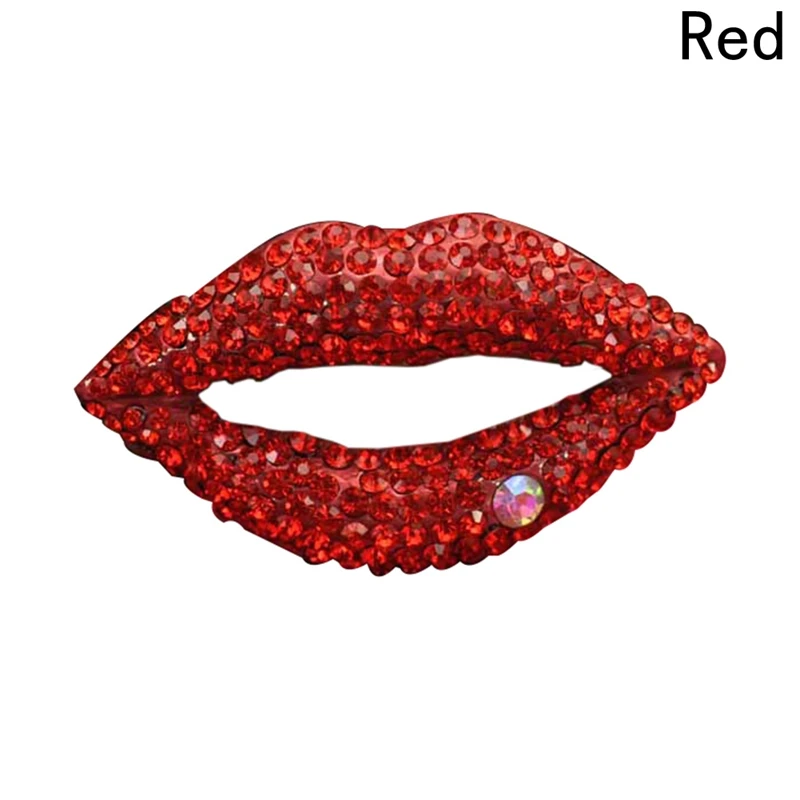2018 New Fashion Crystal Rhinestone Red Lips Brooch Pin Women Garment ...