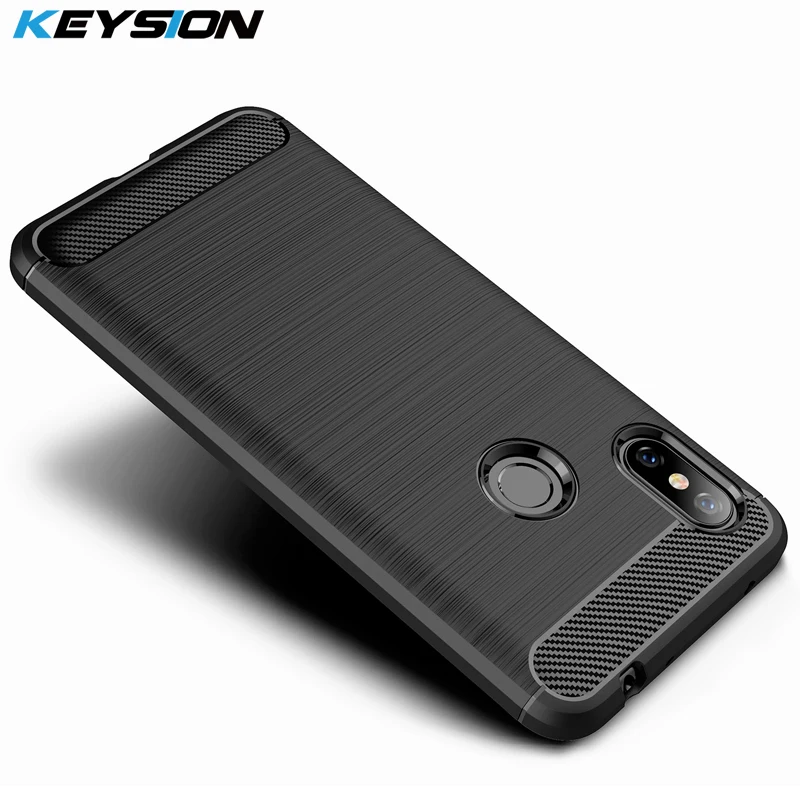 KEYSION Phone Case for Xiaomi Redmi Note 6 Pro Carbon Fiber Soft TPU Silicone Brushed Anti-knock Back Cover Note6 | Мобильные