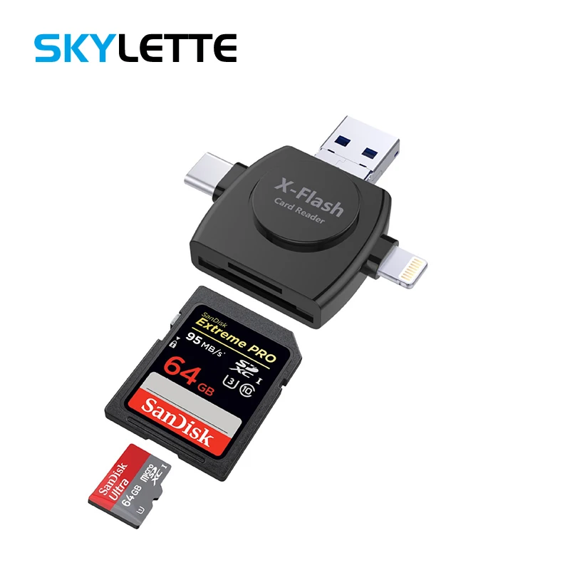 All in one SD TF Card Reader Lightning Type C Micro USB Android Multi system Compatible 1